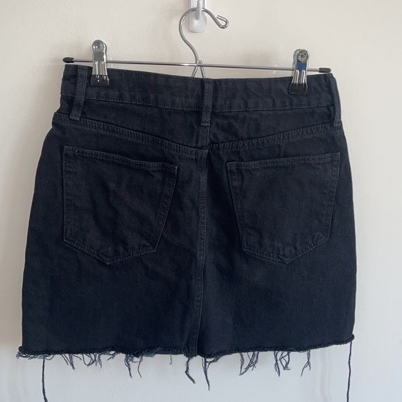 Zara Black Denim Jean Frayed Hem Mini Skirt - Picture 3 of 6